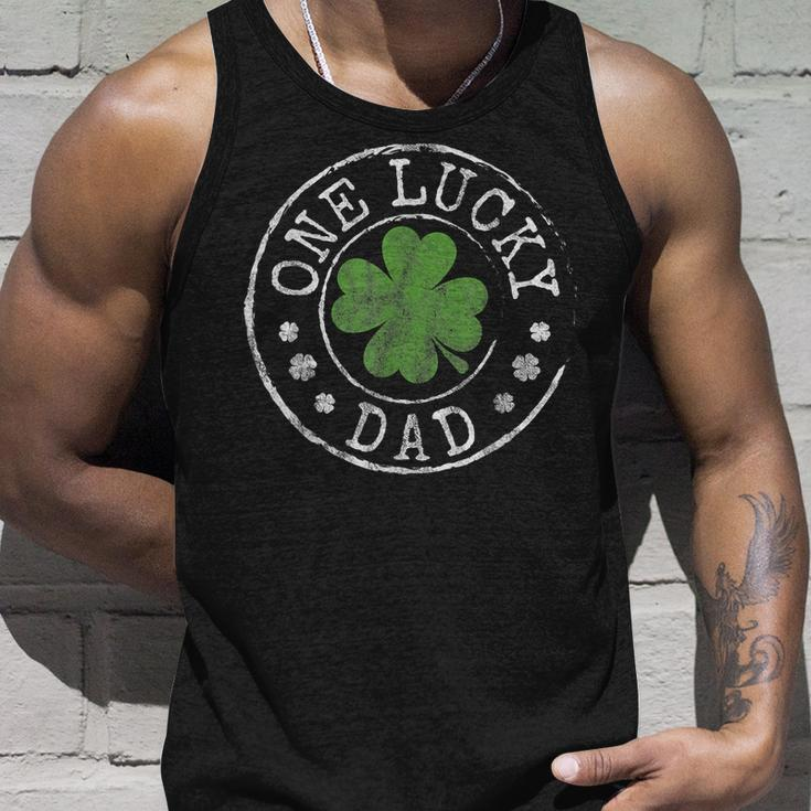 One Lucky Dad Father Funny Irish Shamrocks St Patricks Day Unisex Tank Top Gifts for Him