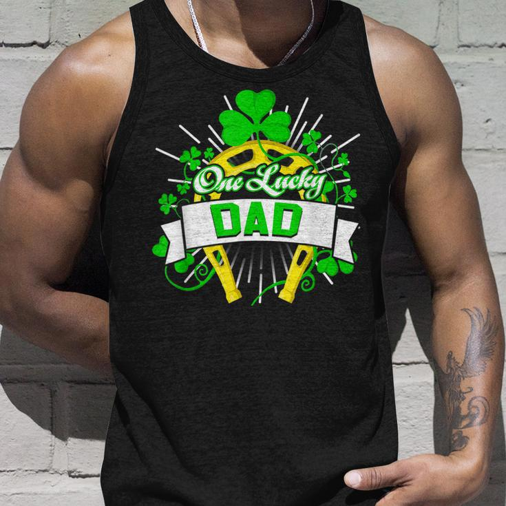 One Lucky Dad Happy St Patricks Day Shamrock Gifts Family Unisex Tank Top Gifts for Him