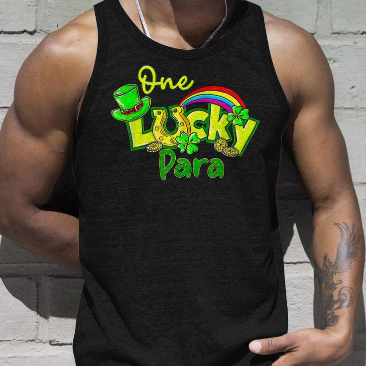 One Lucky Para St Patricks Day Shamrock Paraprofessional Unisex Tank Top Gifts for Him