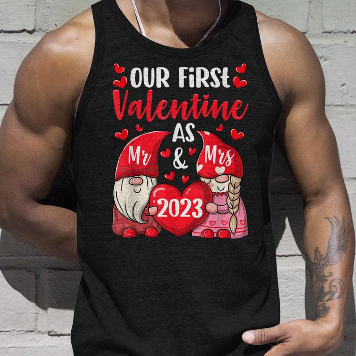 Our First Valentine As Mr And Mrs 2023 Hearts Valentines Day Unisex Tank Top Gifts for Him