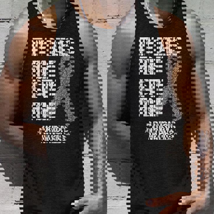 Parkinsons Disease Awareness DadS Fight Silver Ribbon Gift Unisex Tank Top Gifts for Him