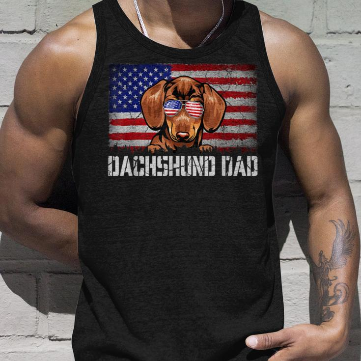 Mens Patriotic Dachshund Dad American Flag 4Th Of July Bbmmkr Tank Top Gifts for Him