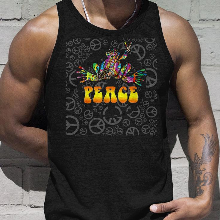 Peace Frog Hippie Vintage Peace Sign Gift V2 Unisex Tank Top Gifts for Him