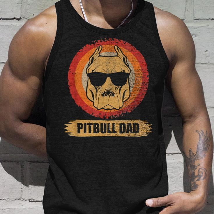 Pitbull Dad Dog With Sunglasses Pit Bull Father & Dog Lovers Unisex Tank Top Gifts for Him