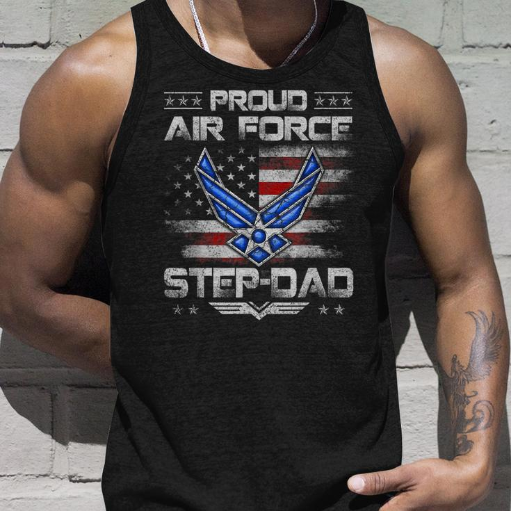 Proud Air Force Step-Dad Veteran Vintage Flag Veterans Day Unisex Tank Top Gifts for Him