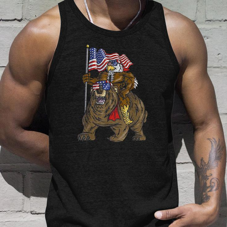 Proud American Bald Eagle Bear 4Th July Flag Christmas Gift Men Women Tank Top Graphic Print Unisex Gifts for Him