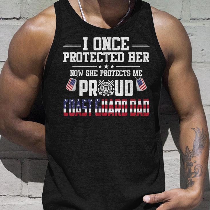 Proud Coast Guard Dad I Once Protected Her Unisex Tank Top Gifts for Him