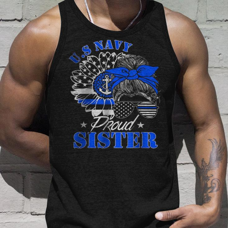 Proud Coast Guard Sister Us Navy Mother Messy Bun HairUnisex Tank Top Gifts for Him