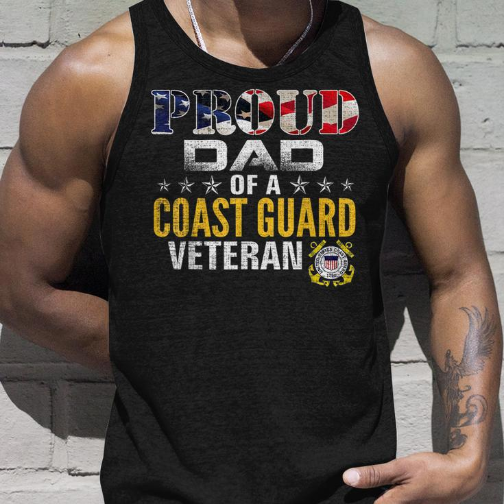 Proud Dad Of A Coast Guard Veteran American Flag Military Unisex Tank Top Gifts for Him