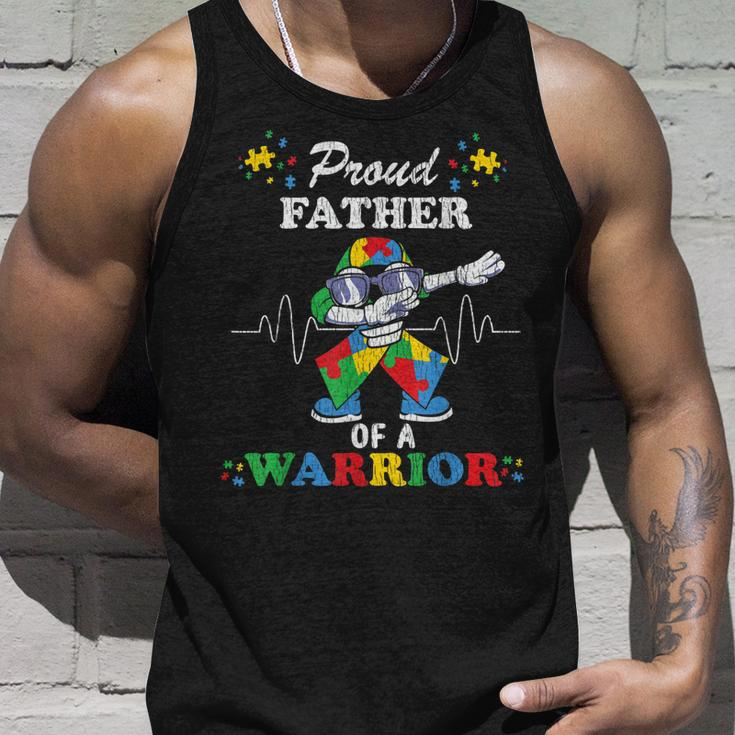 Proud Father Of A Warrior Autistic Kids Autism Awareness Dad Unisex Tank Top Gifts for Him