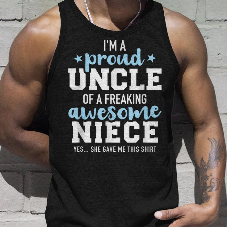 Proud Uncle Of Awesome Niece She Gave Me This Gift Unisex Tank Top Gifts for Him