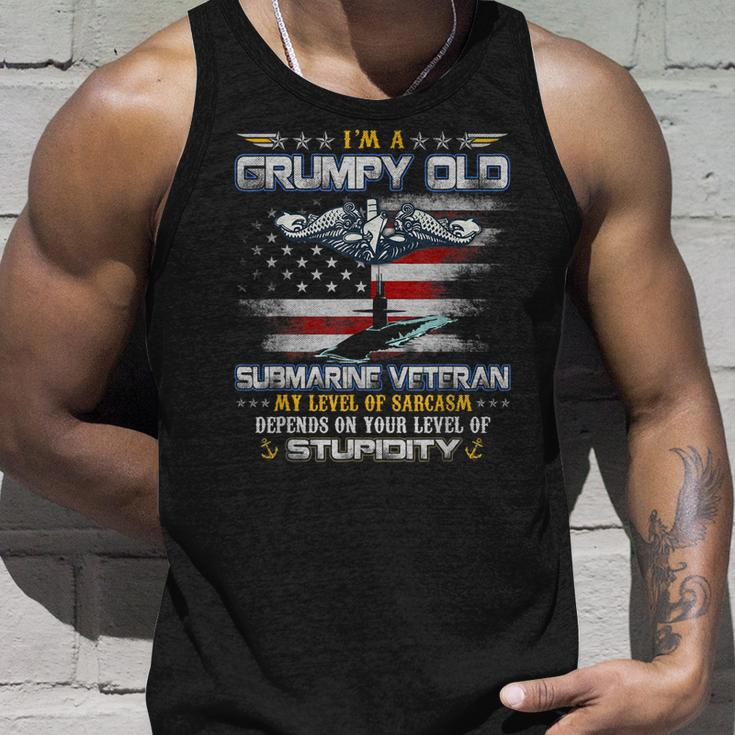 Proud US Submarine Grumpy Old Veteran Submariner Usa Flag Unisex Tank Top Gifts for Him