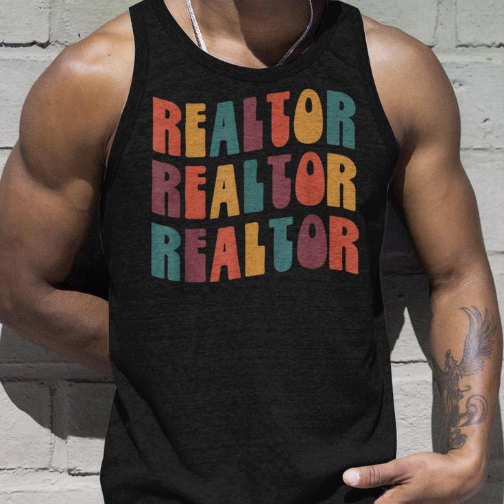 Realtor Groovy Retro Colorful Design Real Estate Agent Unisex Tank Top Gifts for Him