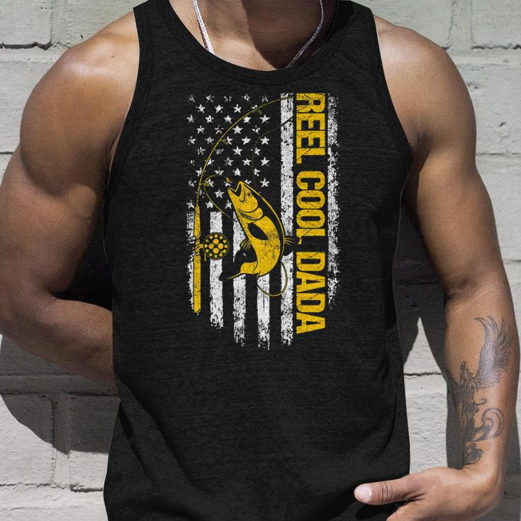 Reel Cool Dada Fishing Dad Joke Usa Flag Fathers Day  Unisex Tank Top Gifts for Him