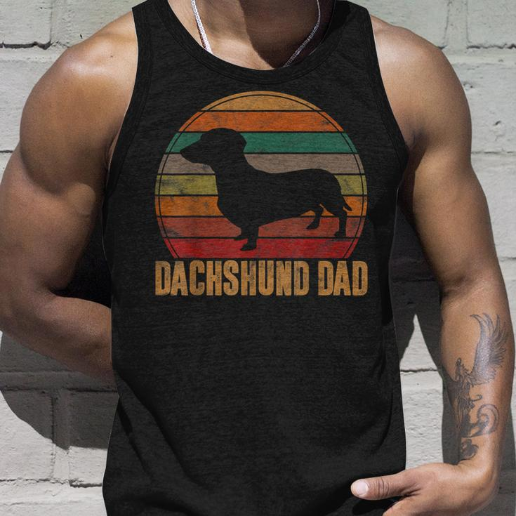 Retro Dachshund Dad Gift Doxie Daddy Dog Owner Pet Father Unisex Tank Top Gifts for Him