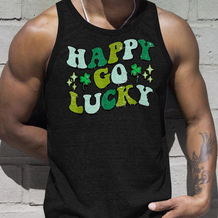 Retro Groovy Happy St Patricks Day Shamrock Lucky Unisex Tank Top Gifts for Him