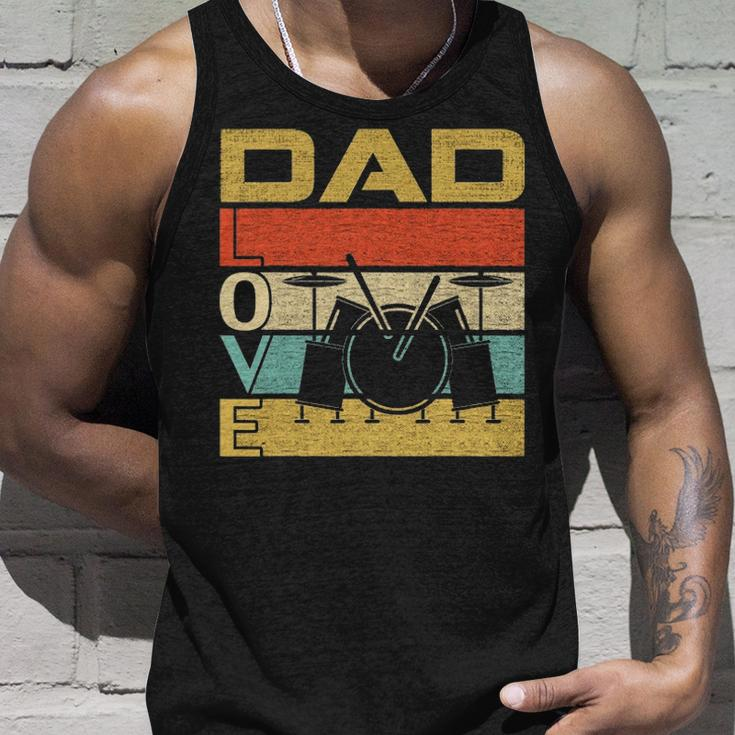 Retro Vintage Dad Love Drums Funny Fathers Day Cool Gift Unisex Tank Top Gifts for Him