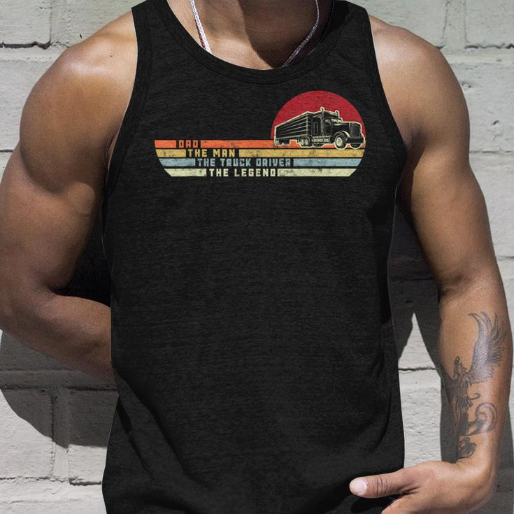 Retro Vintage Dad The Man Semi Truck Driver Legend Gift Unisex Tank Top Gifts for Him