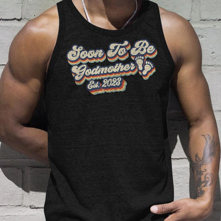 Retro Vintage Soon To Be Godmother 2023 First Time Godmother Unisex Tank Top Gifts for Him