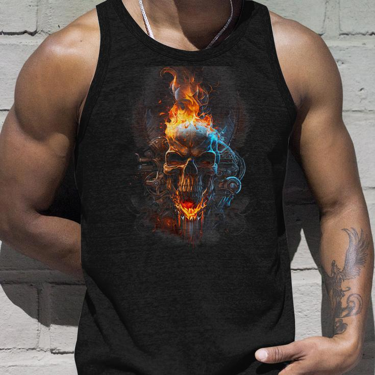 Revolution Riders Metal Skull Engine Flames Graphic Men Unisex Tank Top Gifts for Him