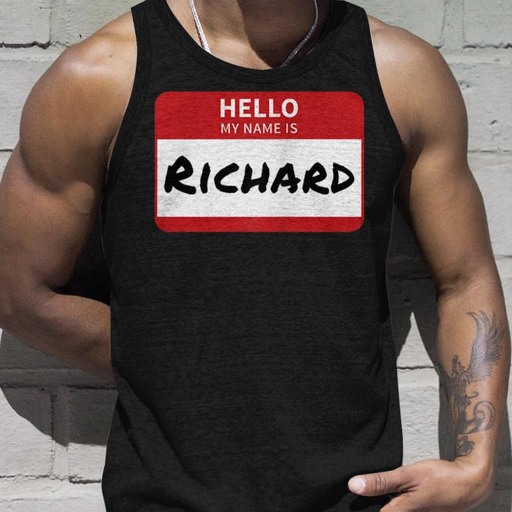 Richard Name Tag Hello My Name Is Sticker Unisex Tank Top Gifts for Him