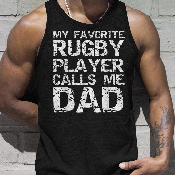 Rugby Father Gift Cool My Favorite Rugby Player Calls Me Dad Unisex Tank Top Gifts for Him