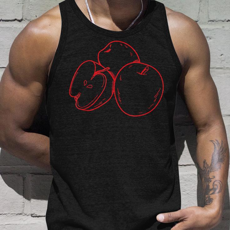 Schwarzes Unisex TankTop mit Rotem Apfel-Design, Kreatives Obst Motiv Tee Geschenke für Ihn