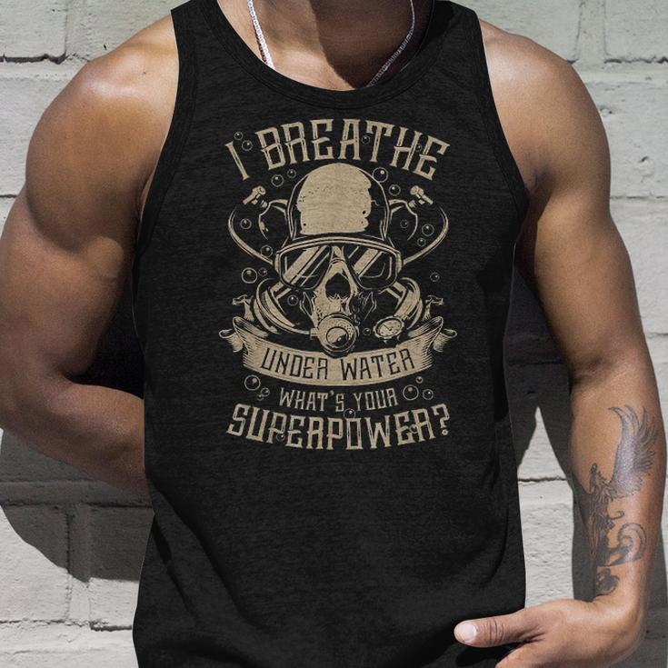 Scuba Diving Superpower I Breathe Under Water Men Women Tank Top Graphic Print Unisex Gifts for Him