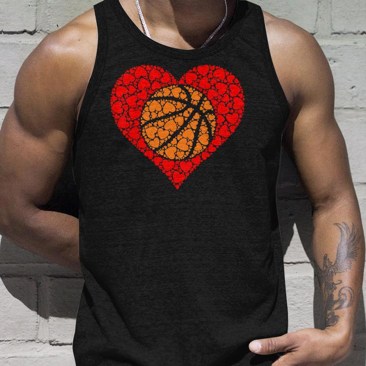 Sports Basketball Ball Red Love Shaped Heart Valentines Day Tank Top Gifts for Him