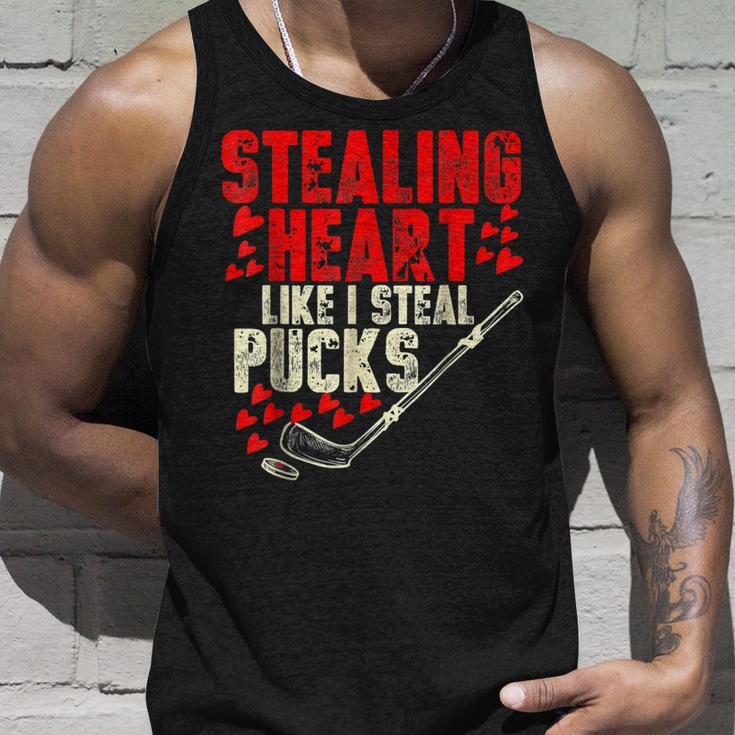 Stealing Heart Like I Steal Pucks Funny Valentine Ice Hockey V2 Unisex Tank Top Gifts for Him