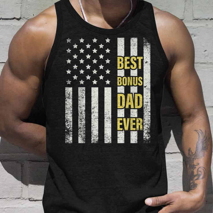 Step Dad Gift For Best Bonus Dad Ever American Flag Fathers Unisex Tank Top Gifts for Him