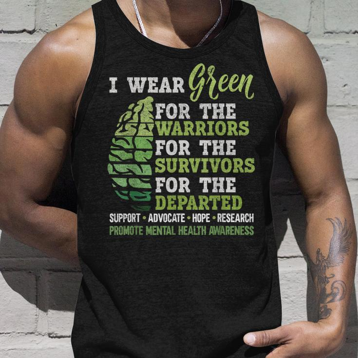 Mental Health Awareness Matters Support I Wear Green Warrior Tank Top Gifts for Him