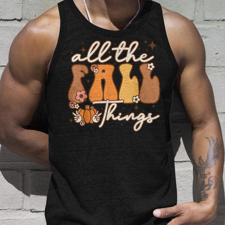 Thanksgiving All The Fall Things Cute Hippie Pumpkin Fall V2 Unisex Tank Top Gifts for Him