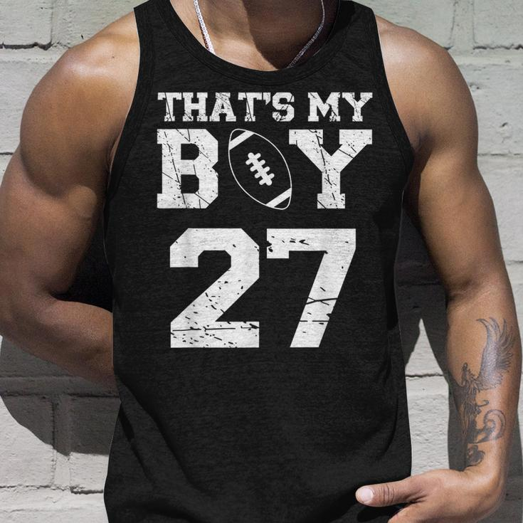 Thats My Boy Football 27 Jersey Number Mom Dad Vintage Unisex Tank Top Gifts for Him