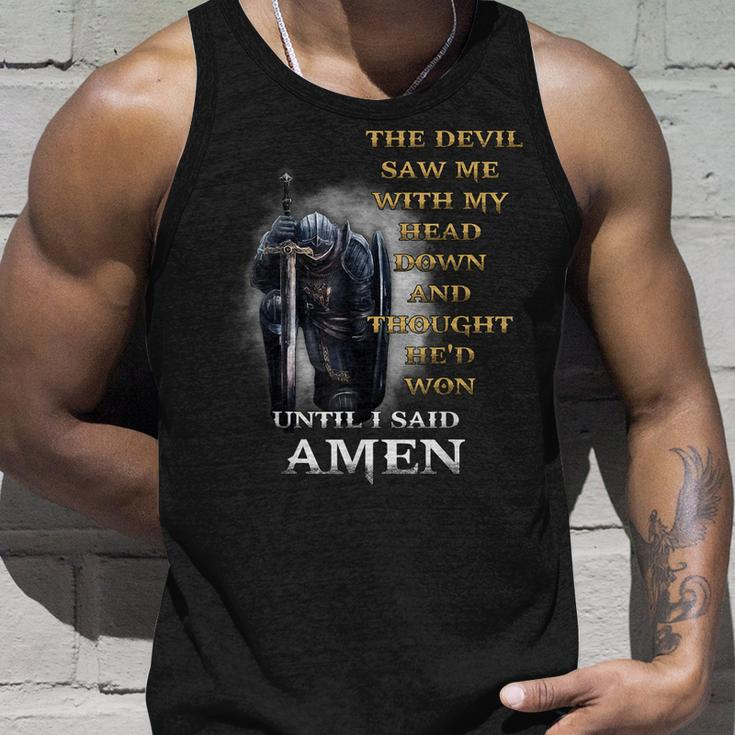 The Devil Saw Me With My Head Down Until I Said Amen Retro Unisex Tank Top Gifts for Him