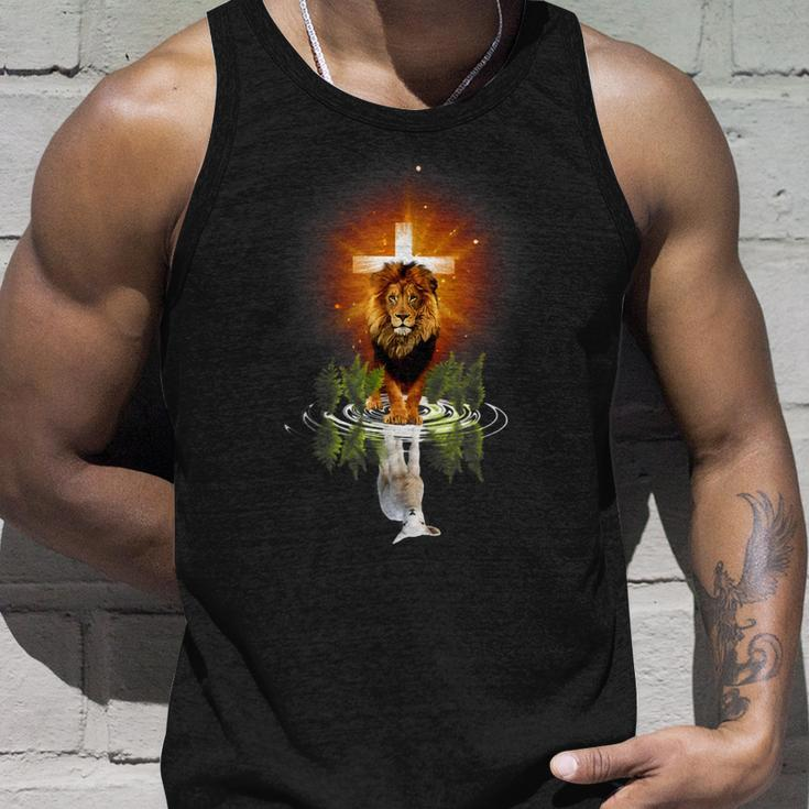 The Lion And The Lamb Water Reflection Jesus Christian Unisex Tank Top Gifts for Him