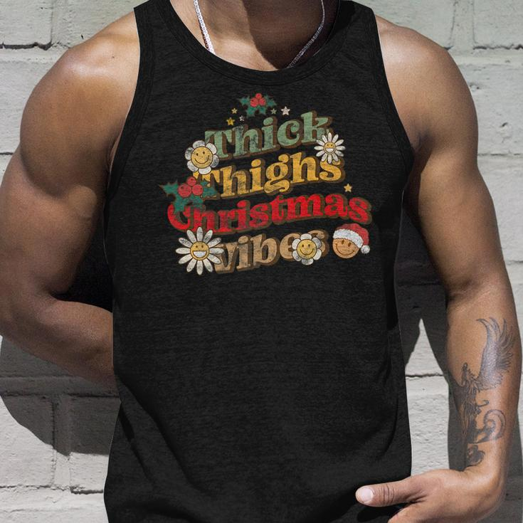 Thick Things Christmas Vibes Groovy Retro Christmas Pajamas Unisex Tank Top Gifts for Him