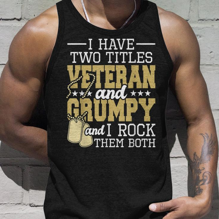 Two Titles Veteran And Grumpy - Patriotic Us Veteran Unisex Tank Top Gifts for Him