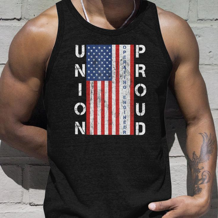 Union Proud American Flag Operating Engineer Men Women Tank Top Graphic Print Unisex Gifts for Him