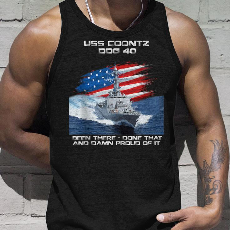 Uss Coontz Ddg-40 Destroyer Ship Usa Flag Veterans Day Xmas Unisex Tank Top Gifts for Him