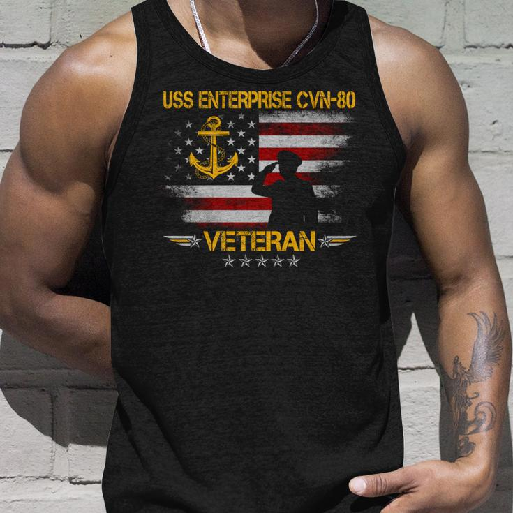 Uss Enterprise Cvn-80 Aircraft Carrier Veteran Us Flag Mens Unisex Tank Top Gifts for Him