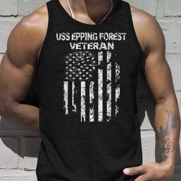 Uss Epping Forest Military Veteran Distressed Usa Flag Unisex Tank Top Gifts for Him