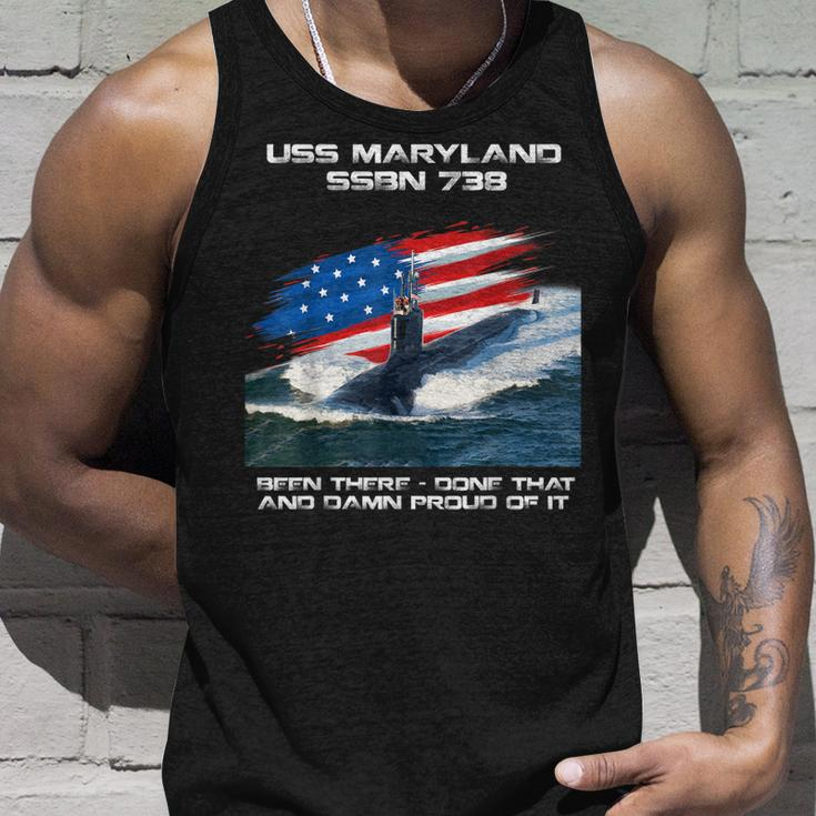 Uss Maryland Ssbn-738 American Flag Submarine Veteran Xmas Unisex Tank Top Gifts for Him