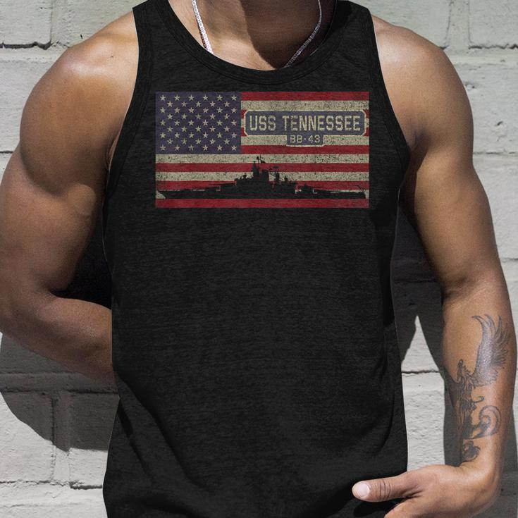 Uss Tennessee Bb-43 Ww2 Battleship Usa American Flag Unisex Tank Top Gifts for Him
