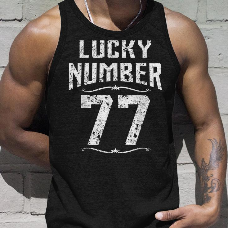 Vintage 77Th Birthday Lucky Number Retro 77 Years Old Unisex Tank Top Gifts for Him