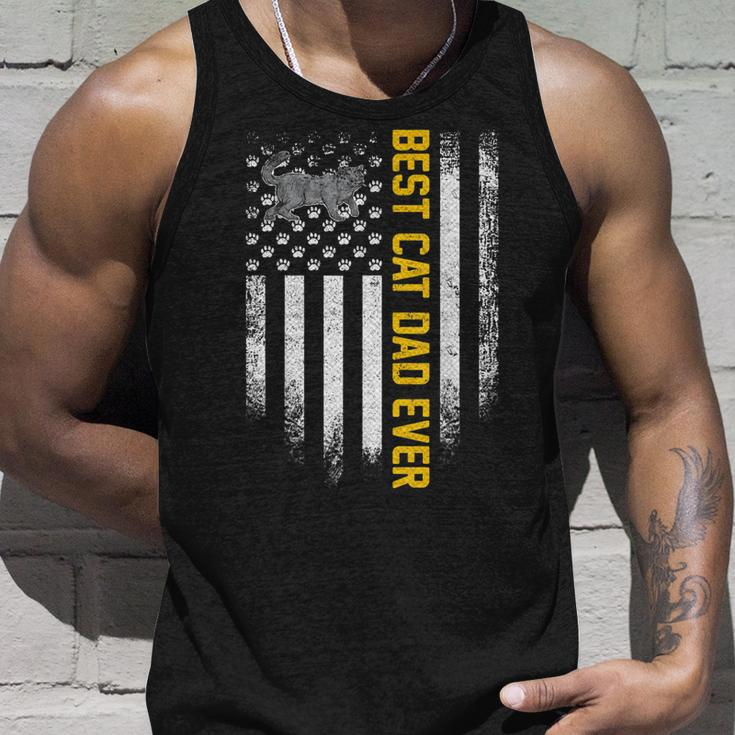 Vintage American Flag Best British Shorthair Cat Dad Ever Unisex Tank Top Gifts for Him