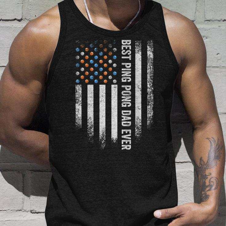 Vintage American Flag Best Ping Pong Dad Ever Table Tennis Unisex Tank Top Gifts for Him