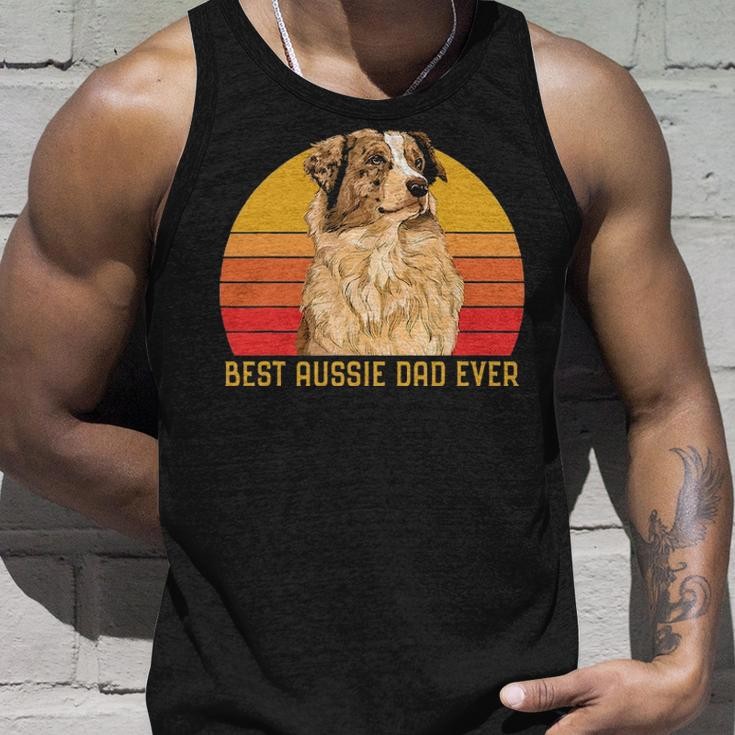 Vintage Best Aussie Dad Ever Papa Australian Shepherd Dog V2 Unisex Tank Top Gifts for Him