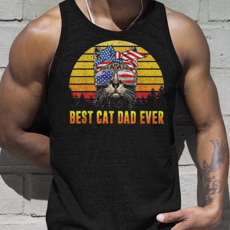 Vintage Best Cat Dad Ever Fathers Day Gifts 4Th Of July Men Unisex Tank Top Gifts for Him