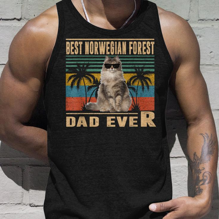 Vintage Best Cat Dad Ever Norwegian Forest Cat Fathers Day Unisex Tank Top Gifts for Him